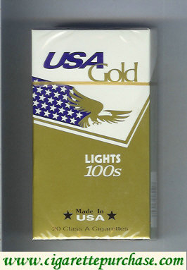 USA Gold Lights 100s cigarettes hard box
